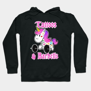 barbell unicorn, tattooed and strong, girls who lift, gym girl Hoodie